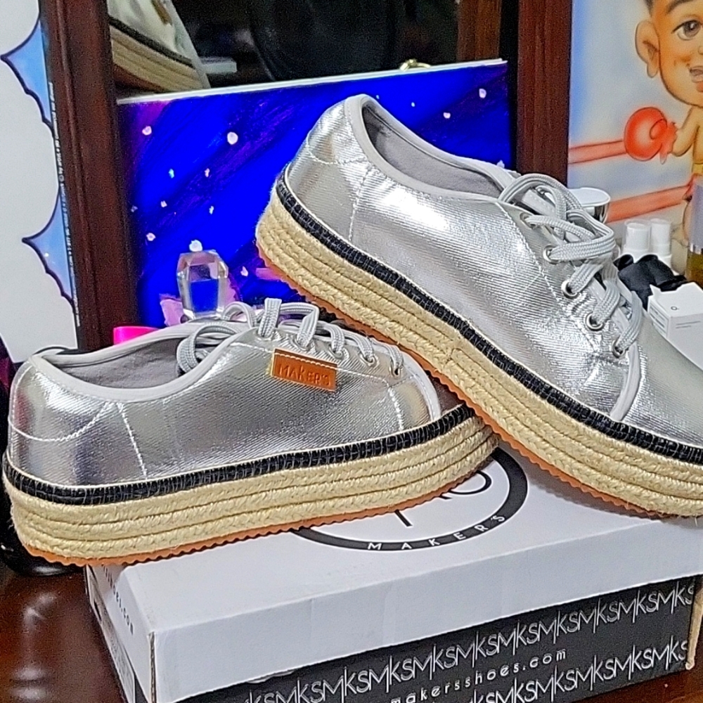 Womens Silver platform shoes